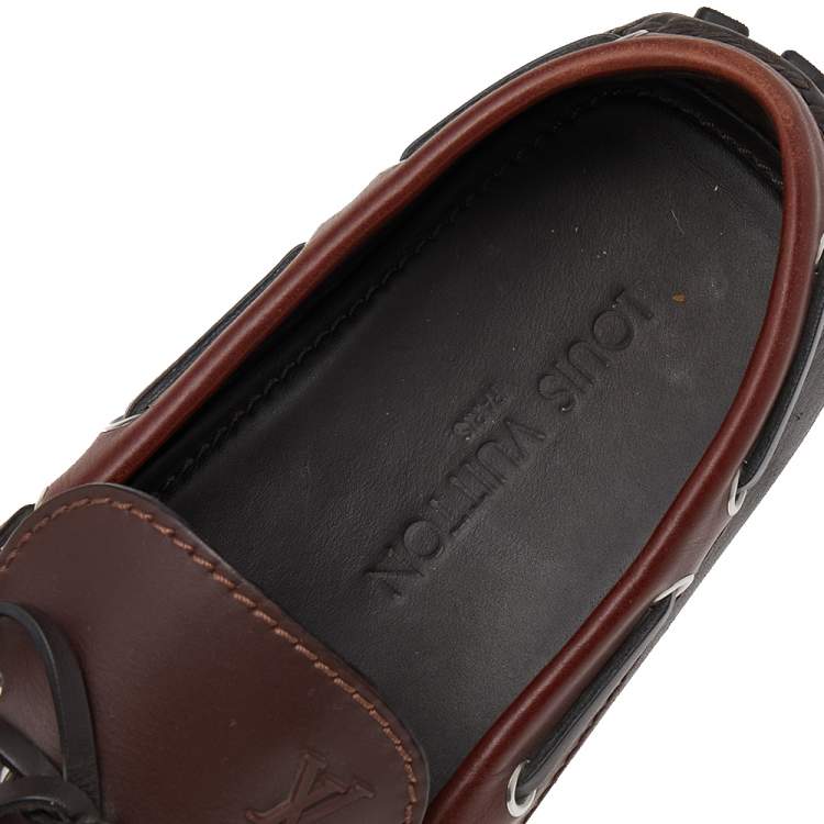 Pre Owned Louis Vuitton Brown Leather Arizona Bow Loafers Size 43