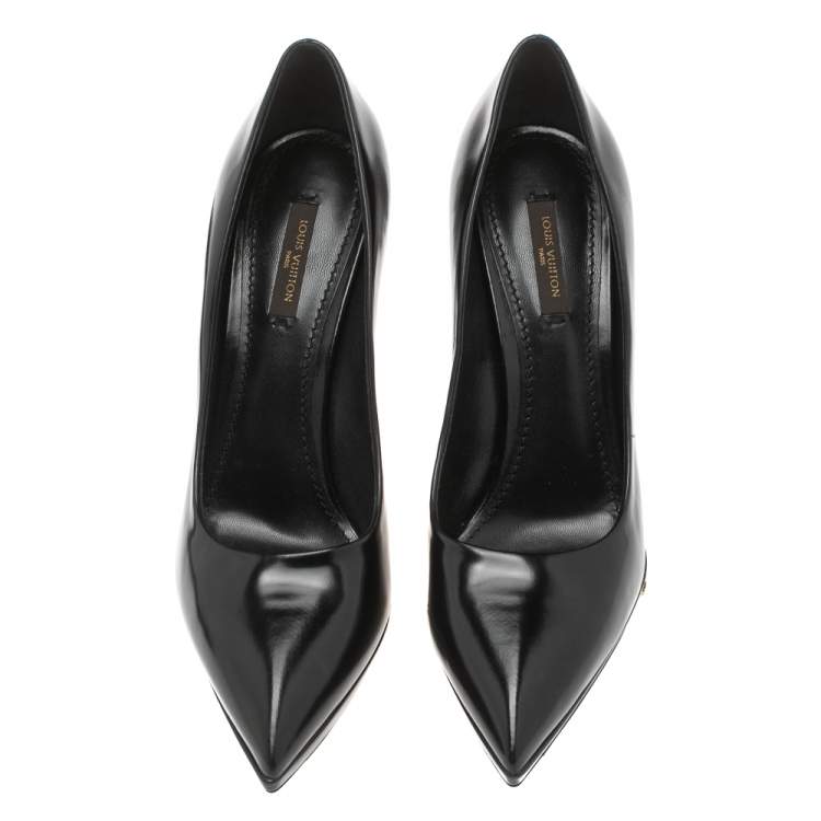 Pre Owned Louis Vuitton Black Leather Eyeline Pointed Toe Pumps Size 39
