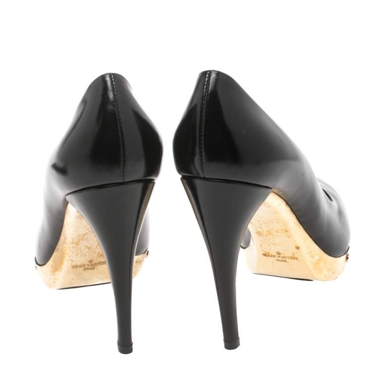 Pre Owned Louis Vuitton Black Leather Eyeline Pointed Toe Pumps Size 39