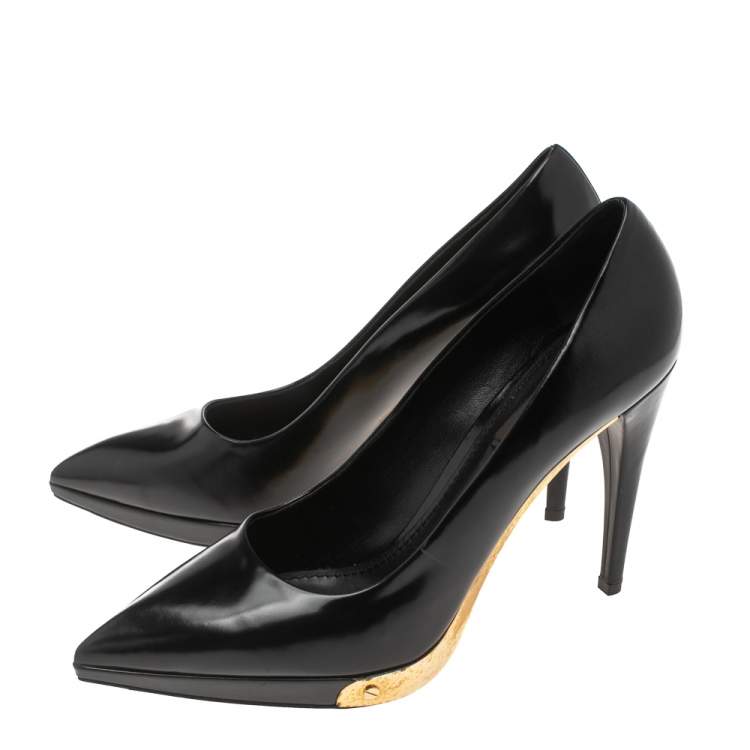 Pre Owned Louis Vuitton Black Leather Eyeline Pointed Toe Pumps Size 39