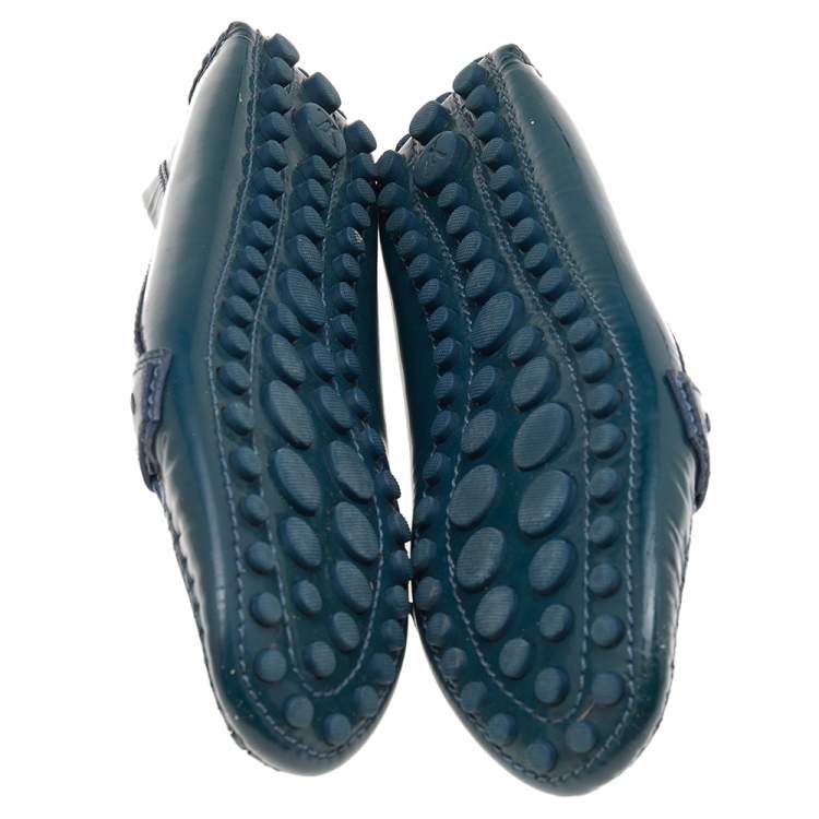 Pre Owned Louis Vuitton Blue Patent Leather Oxford Loafers Size 38