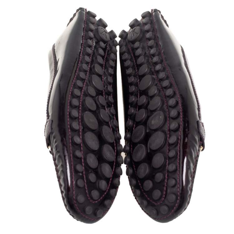 Pre Owned Louis Vuitton Burgundy Patent Leather Dauphine Loafers Size 40.5