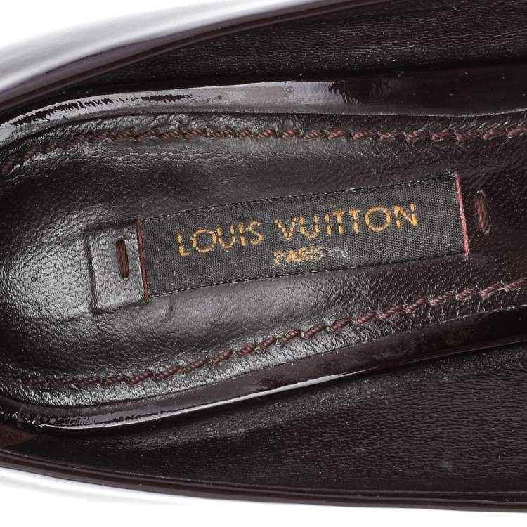 Pre Owned Louis Vuitton Dark Burgundy Patent Leather Oh Really! Peep Toe Pumps Size 35