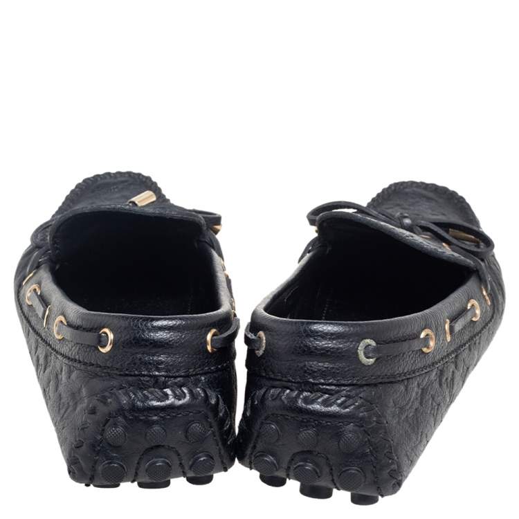 Pre Owned Louis Vuitton Black Monogram Leather Gloria Flat Loafers Size 36