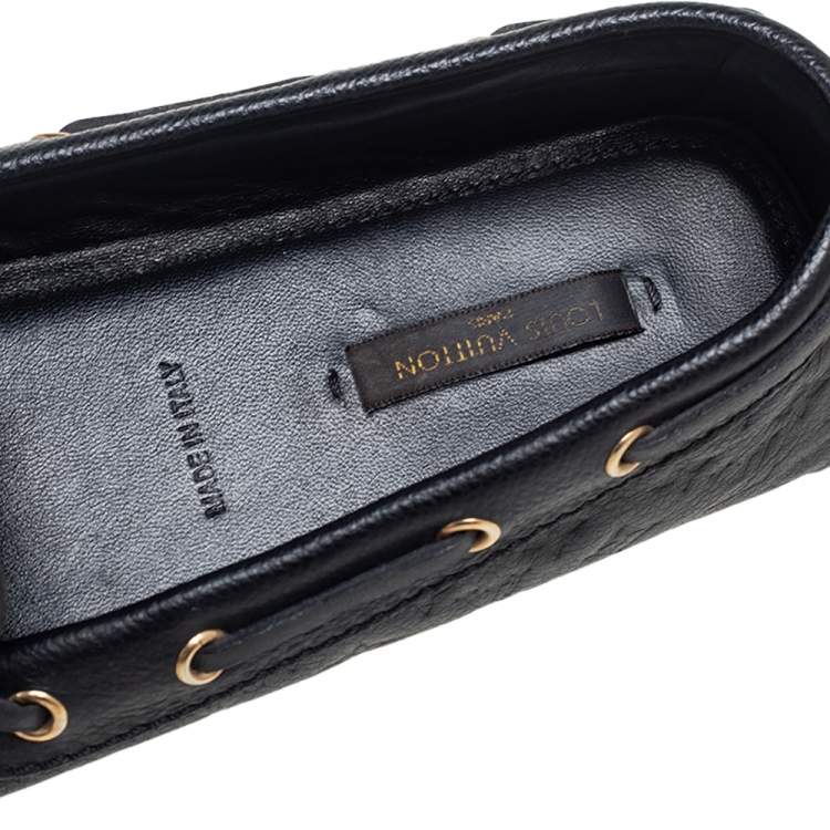 Pre Owned Louis Vuitton Black Monogram Leather Gloria Flat Loafers Size 36