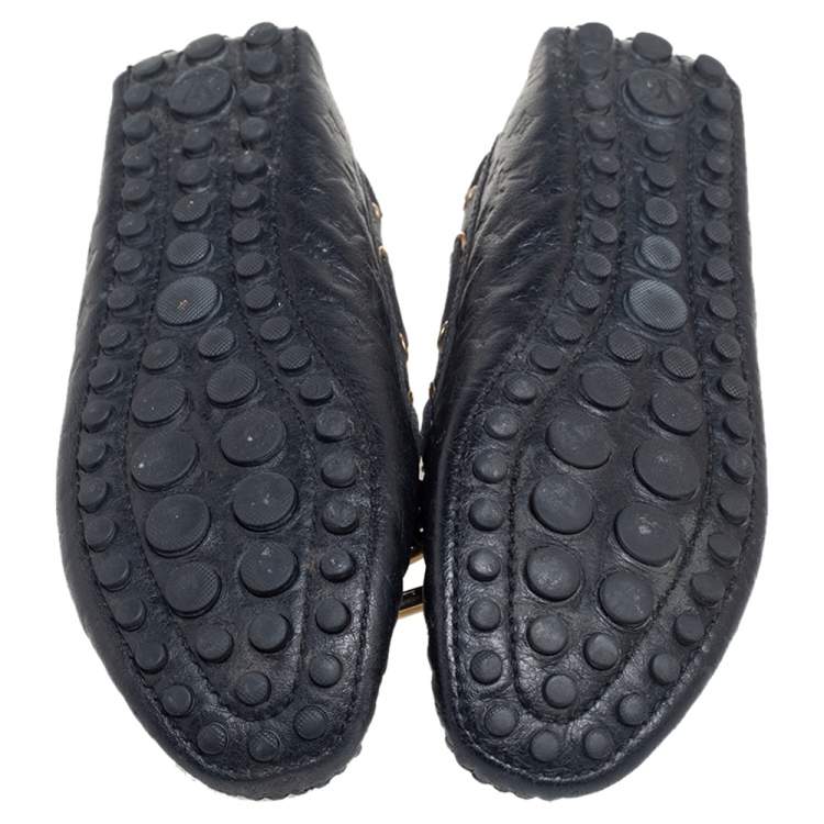 Pre Owned Louis Vuitton Black Monogram Leather Gloria Flat Loafers Size 36