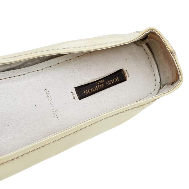 Pre Owned Louis Vuitton Cream Patent Leather Oxford Ballet Flats Size 39.5