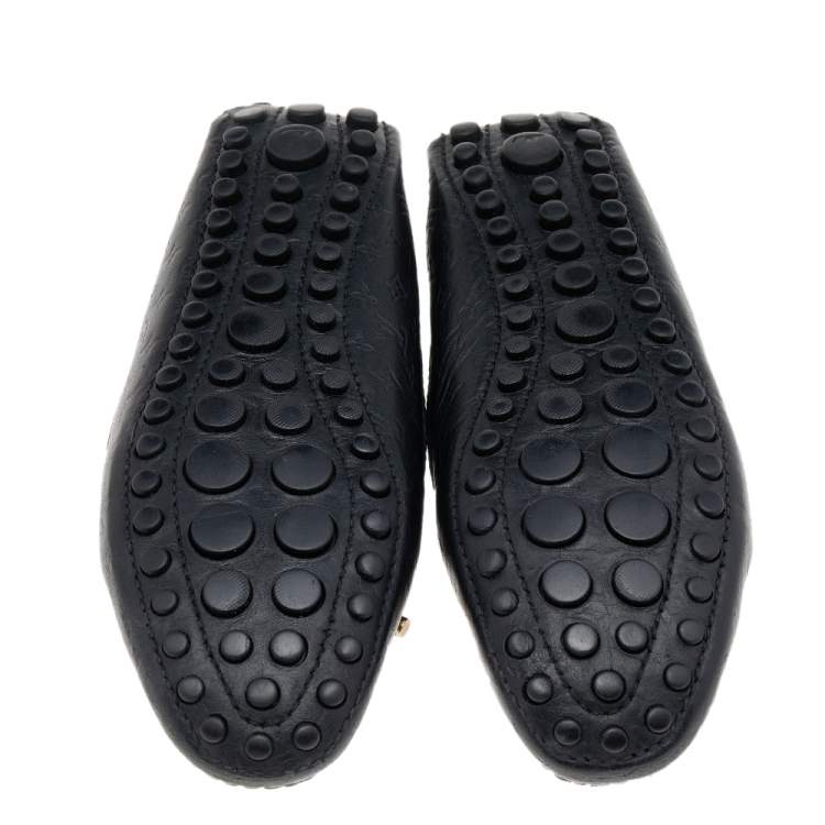 Pre Owned Louis Vuitton Black Monogram Empreinte Leather Gloria Loafers Size 38