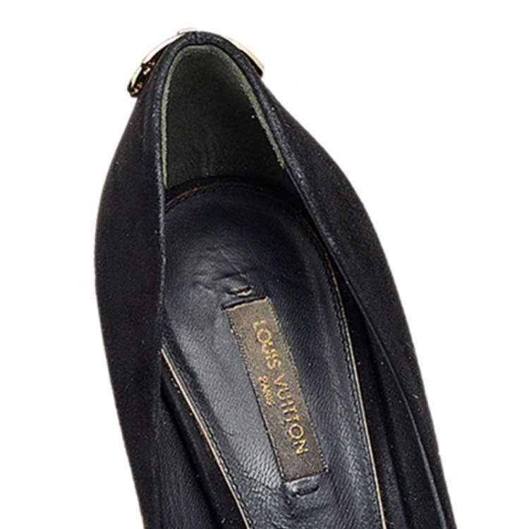 Pre Owned Louis Vuitton Black Suede Oh Really! Peep Toe Platform Pumps Size 38