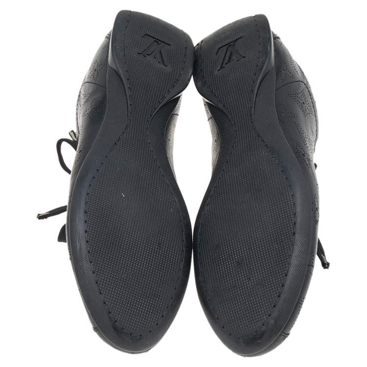 Pre Owned Louis Vuitton Black Monogram Perforated Leather Low Top Sneakers Size 38.5
