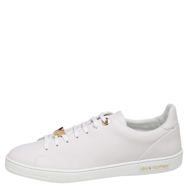 Louis Vuitton White Leather Logo Embellished Frontrow Low-Top