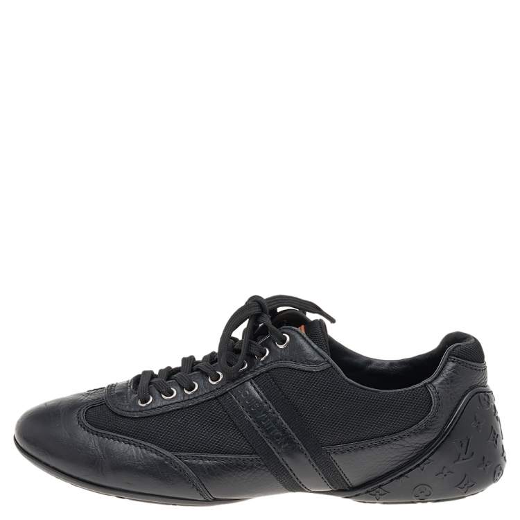 Pre Owned Louis Vuitton Black Leather And Nylon Low Top Sneakers Size 38.5
