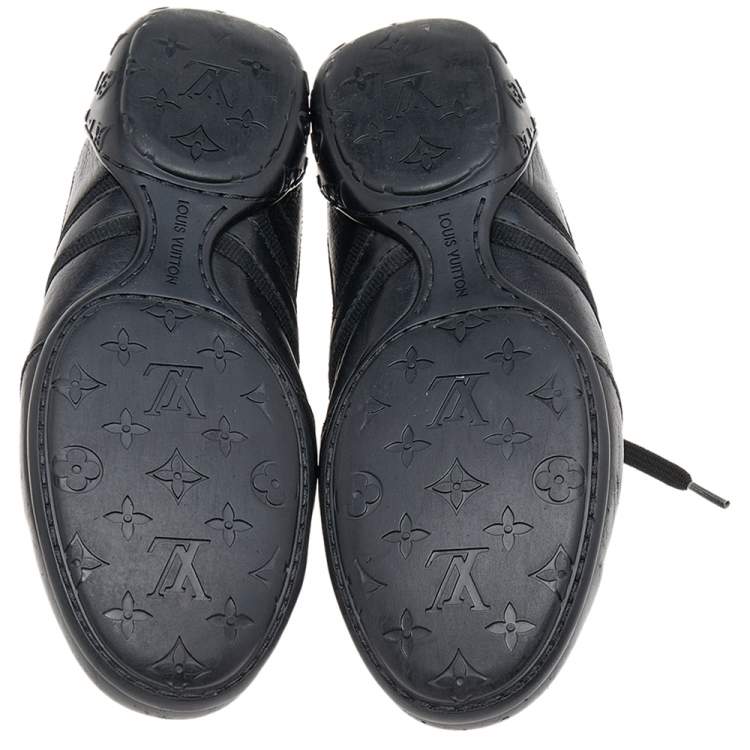 Pre Owned Louis Vuitton Black Leather And Nylon Low Top Sneakers Size 38.5