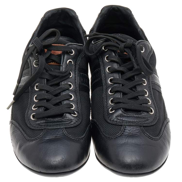 Pre Owned Louis Vuitton Black Leather And Nylon Low Top Sneakers Size 38.5