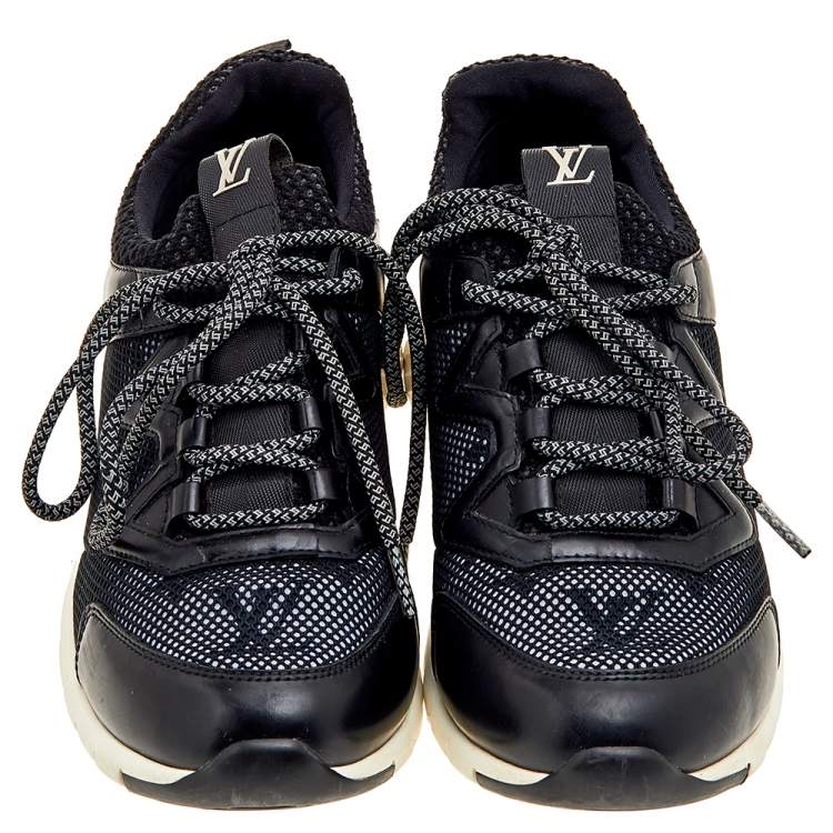 Pre Owned Louis Vuitton Black Leather And Mesh Low Top Sneakers Size 37