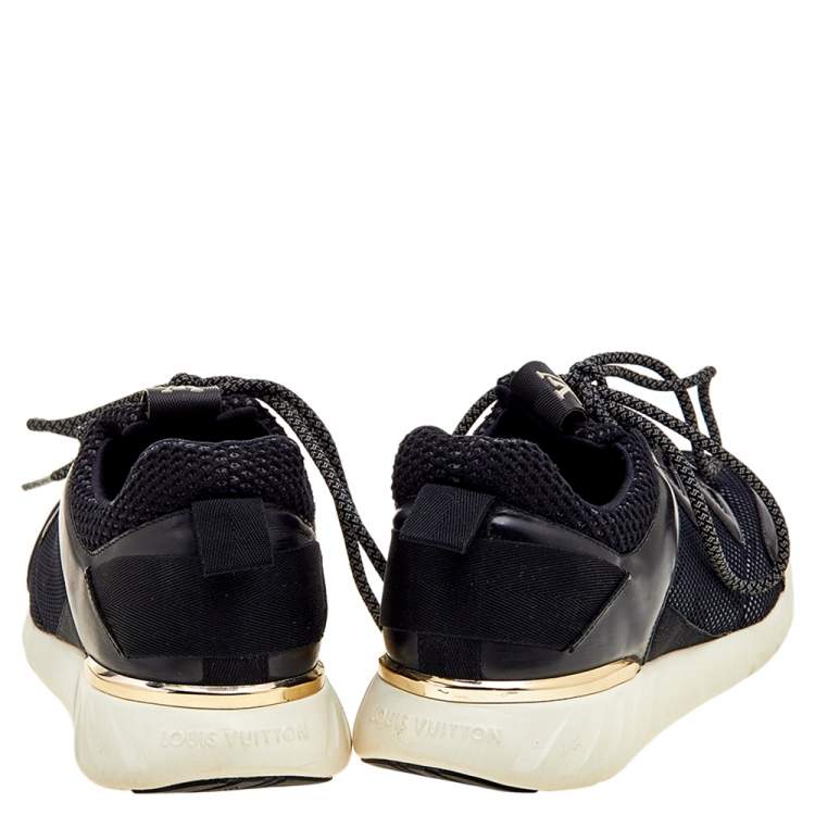 Pre Owned Louis Vuitton Black Leather And Mesh Low Top Sneakers Size 37
