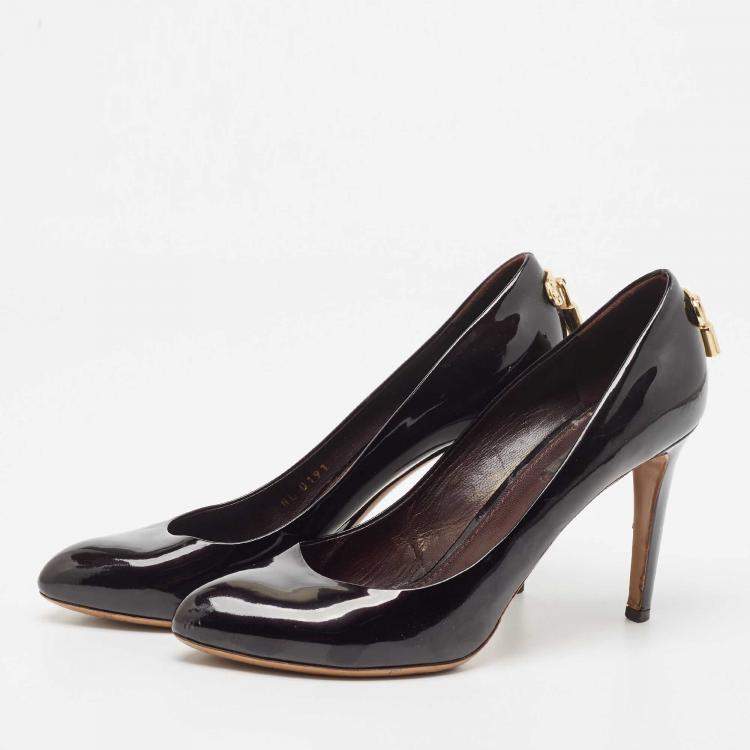 Pre Owned Louis Vuitton Burgundy Patent Leather Oh Really! Pumps Size 38.5