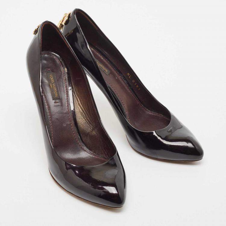Pre Owned Louis Vuitton Burgundy Patent Leather Oh Really! Pumps Size 38.5