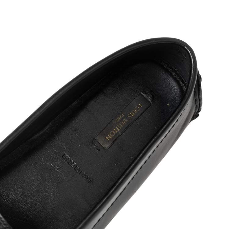 Pre Owned Louis Vuitton Black Leather Oxford Slip-On Loafers Size 37.5