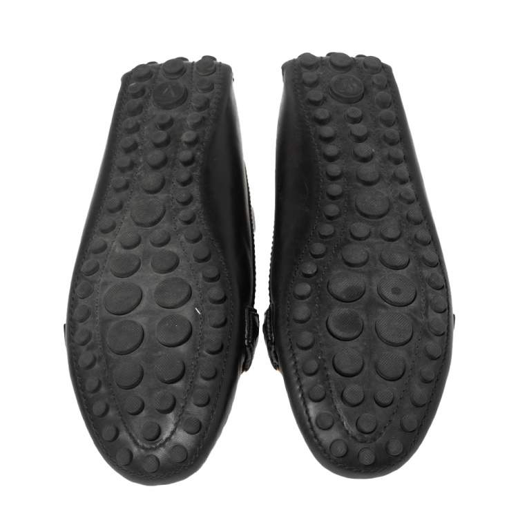 Pre Owned Louis Vuitton Black Leather Oxford Slip-On Loafers Size 37.5