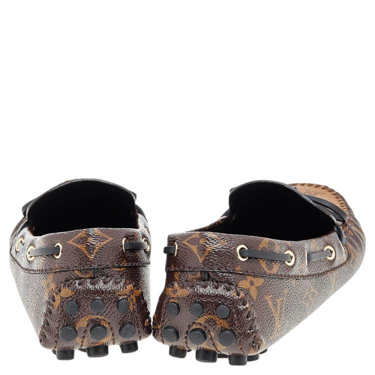 Pre Owned Louis Vuitton Brown Monogram Canvas Gloria Flat Loafers Size 36.5