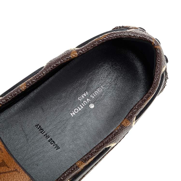 Pre Owned Louis Vuitton Brown Monogram Canvas Gloria Flat Loafers Size 36.5