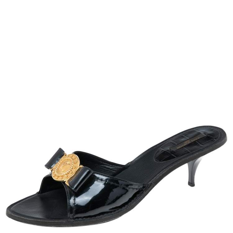 Authentic Louis Vuitton Black Leather Bow Sandal