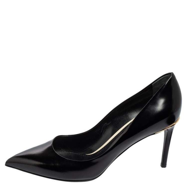 Louis Vuitton Black Patent Leather Eyeline Peep Toe Platform Pumps Size 39