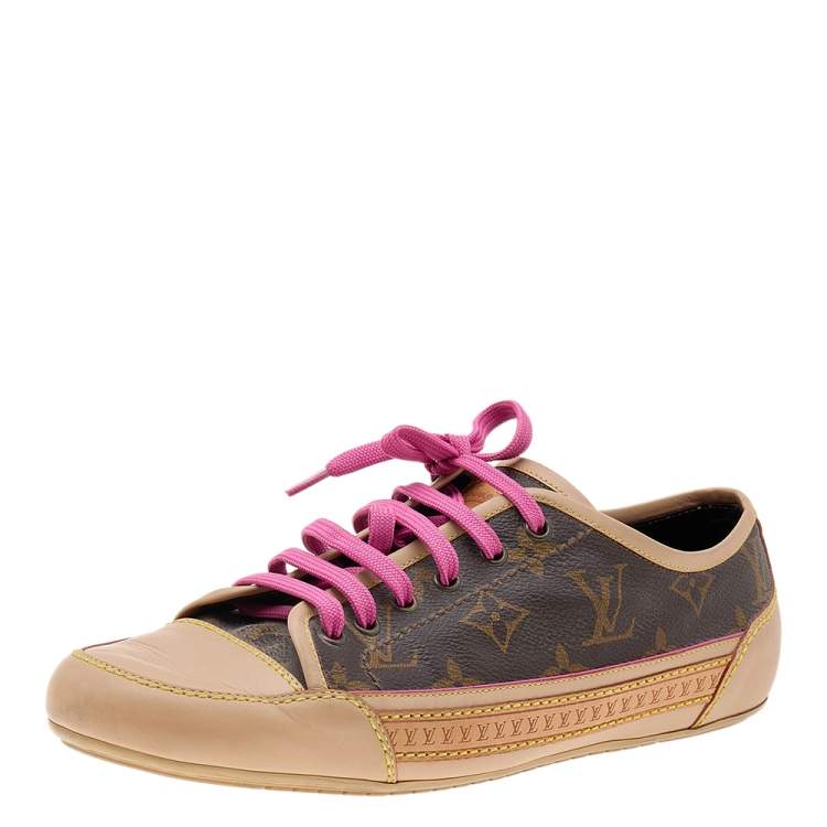 Louis Vuitton Brown Monogram Canvas and Leather Low Top Sneakers Size 39 Louis  Vuitton