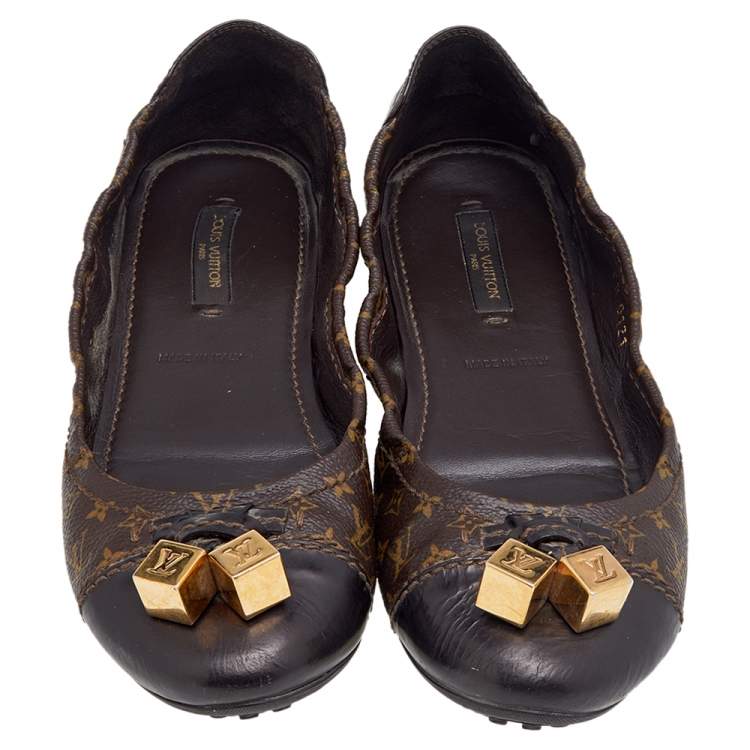 مملوكة مسبقًا Louis Vuitton Monogram Canvas And Leather Cap Toe Lovely Ballet Flats Size 36