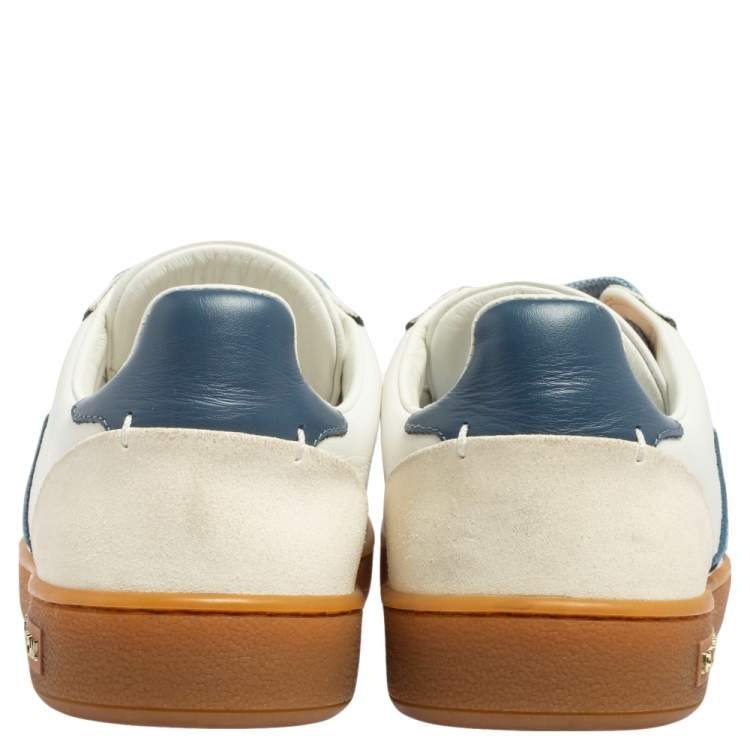 Pre Owned Louis Vuitton Blue/White Suede And Leather Lace Up Sneakers Size 36
