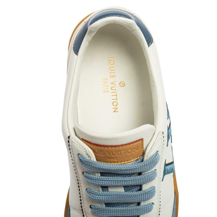 Pre Owned Louis Vuitton Blue/White Suede And Leather Lace Up Sneakers Size 36