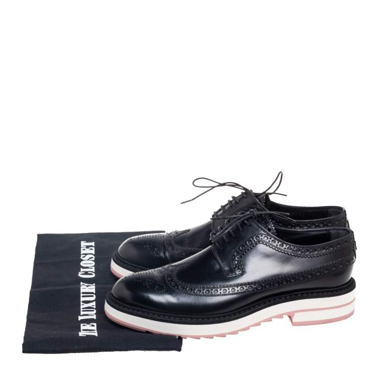 Pre Owned Louis Vuitton Black Brogue Leather Lace Up Derby Size 37.5
