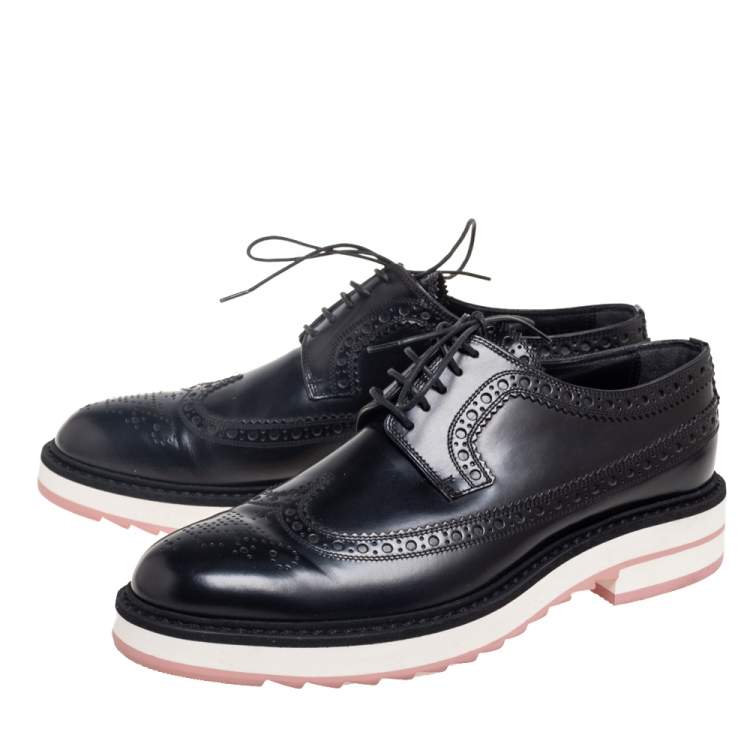 Pre Owned Louis Vuitton Black Brogue Leather Lace Up Derby Size 37.5