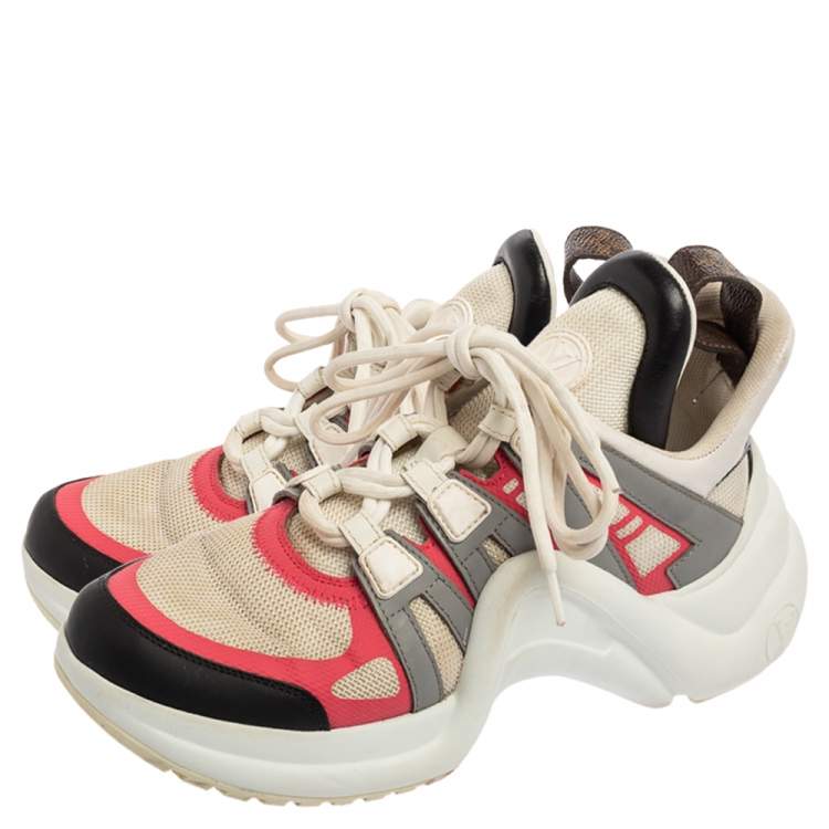 Pre Owned Louis Vuitton Multicolor Leather And Mesh Archlight Sneakers Size 36.5
