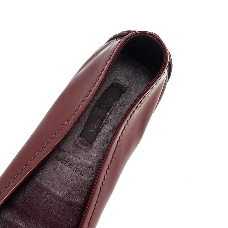 Pre Owned Louis Vuitton Burgundy Patent Leather Oxford Ballet Flats Size 39
