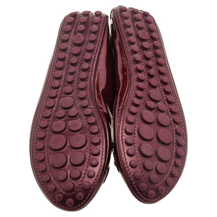 Pre Owned Louis Vuitton Burgundy Patent Leather Oxford Ballet Flats Size 39