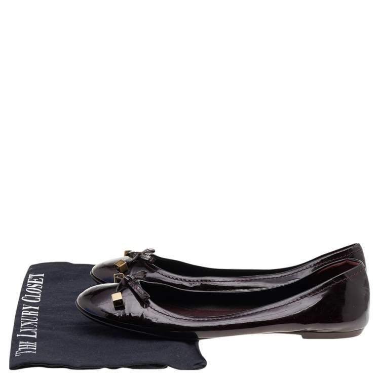 Pre Owned Louis Vuitton Amarante Patent Leather Ballet Flats Size 40.5