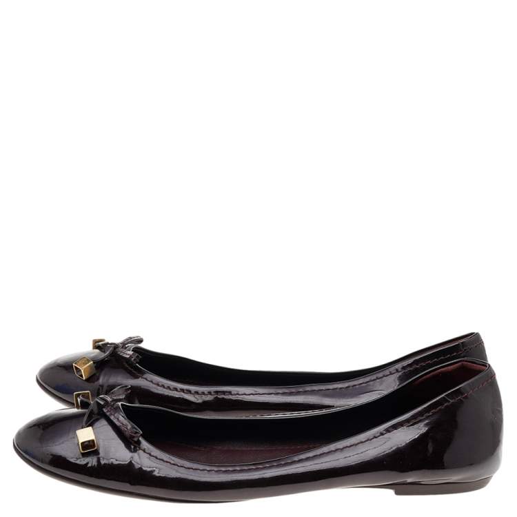 Pre Owned Louis Vuitton Amarante Patent Leather Ballet Flats Size 40.5