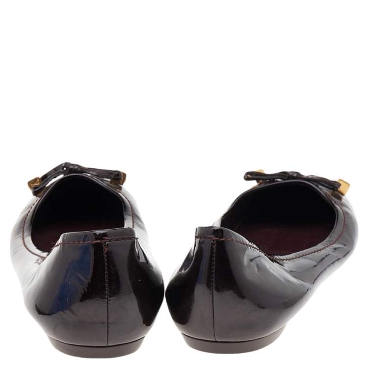 Pre Owned Louis Vuitton Amarante Patent Leather Ballet Flats Size 40.5