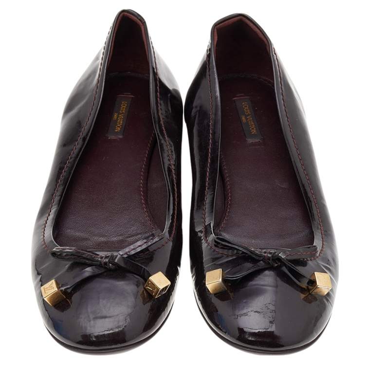 Pre Owned Louis Vuitton Amarante Patent Leather Ballet Flats Size 40.5