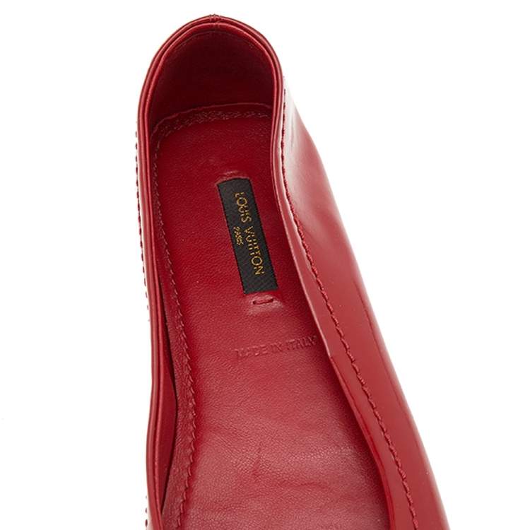 Pre Owned Louis Vuitton Red Patent Leather Oxford Ballet Flats Size 38