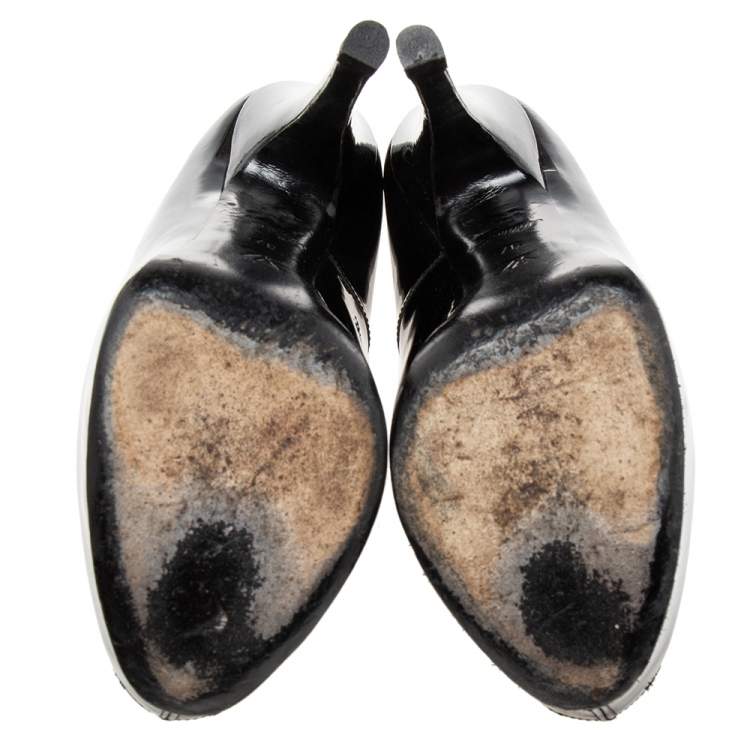 Pre Owned Louis Vuitton Black Patent Leather Oh Really Peep Toe Pumps Size 37 