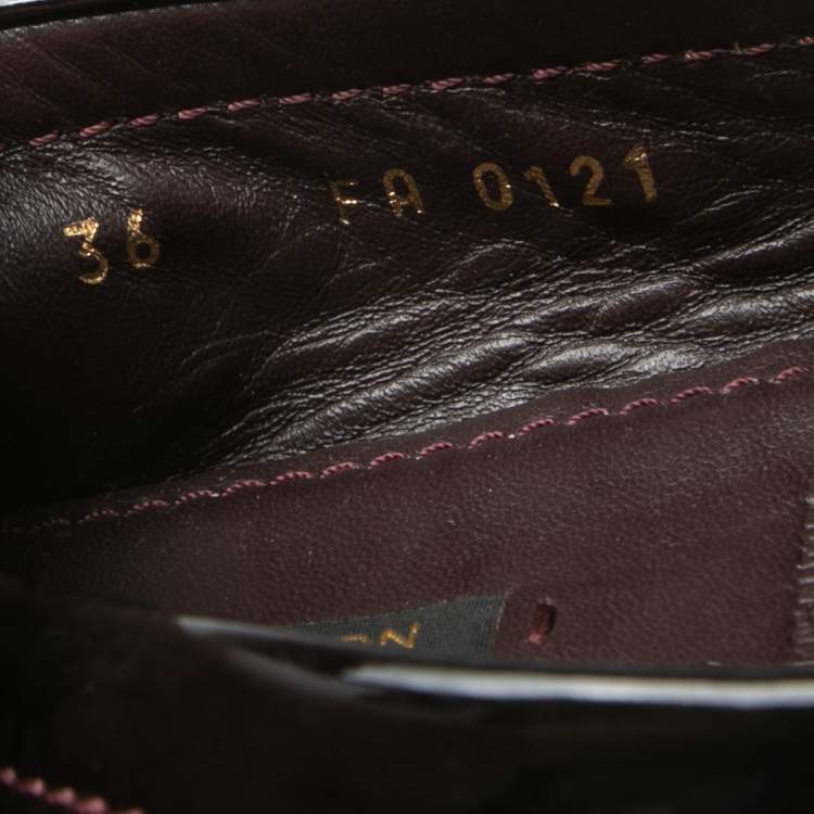 Pre Owned Louis Vuitton Burgundy Patent Leather Oxford Loafers Size 36