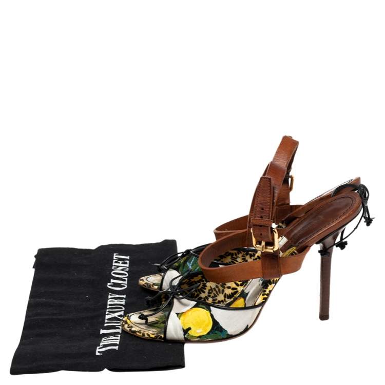 Pre Owned Louis Vuitton Multicolor Canvas and Leather Flower Fields Sandals Size 38
