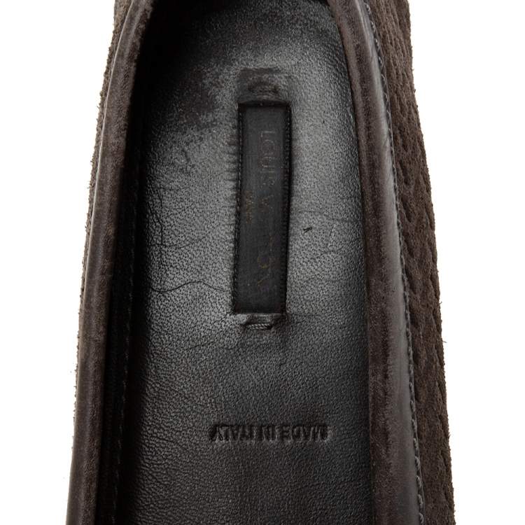 Pre Owned Louis Vuitton Brown Suede And Leather  Loafers Size 38