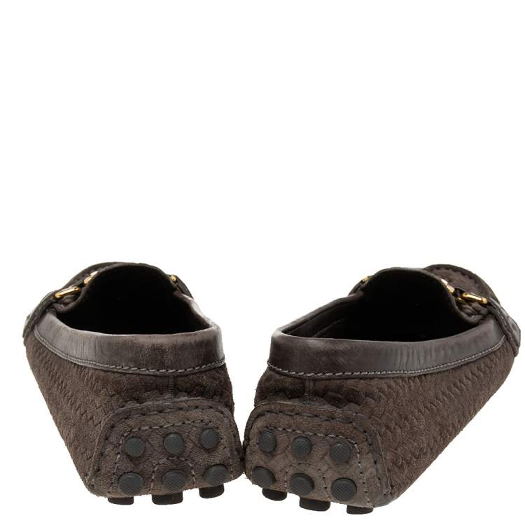 Pre Owned Louis Vuitton Brown Suede And Leather  Loafers Size 38