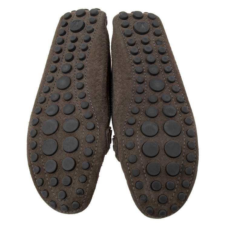 Pre Owned Louis Vuitton Brown Suede And Leather  Loafers Size 38