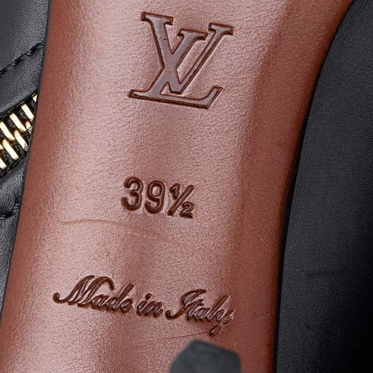 Pre Owned Louis Vuitton Black Leather And Suede Knee Length Boots Size 39.5