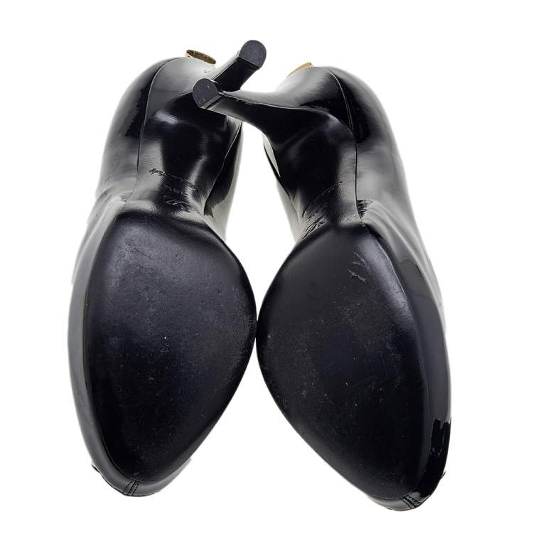 Pre Owned Louis Vuitton Black Patent Leather Oh Really! Peep Toe Pumps Size 38.5